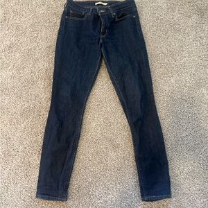 Levi's 711 Dark Blue Mid Rise Skinny Jeans for Women